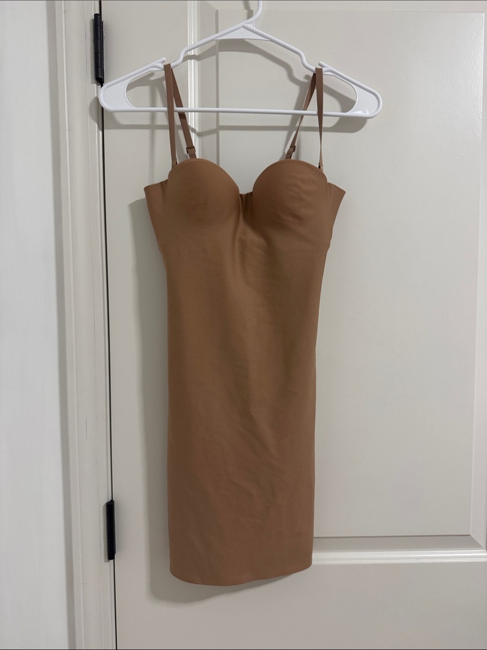 SKIMS Tan Strapless Bustier Bodycon Mini with Adjustable Straps
